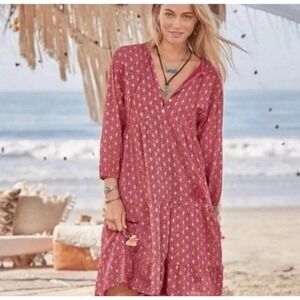 NWT Scandal Italy Ordell Tiered Ruffle Mini Dress Womens Medium Floral Boho Pink